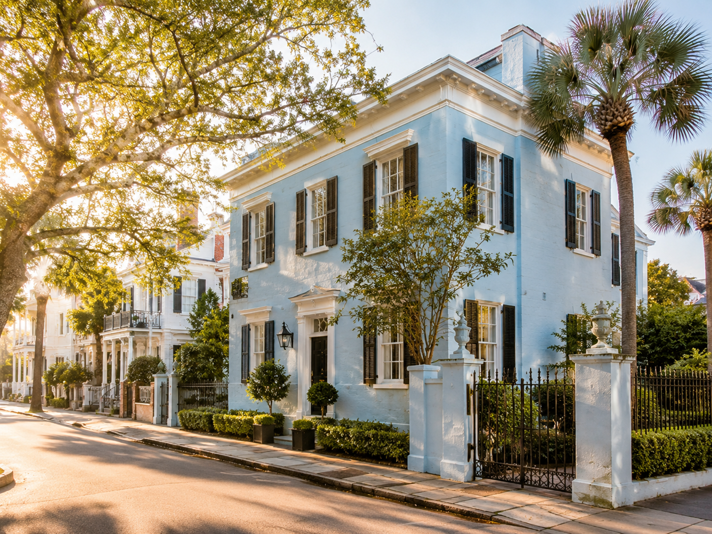 Sunlit blue Charleston home